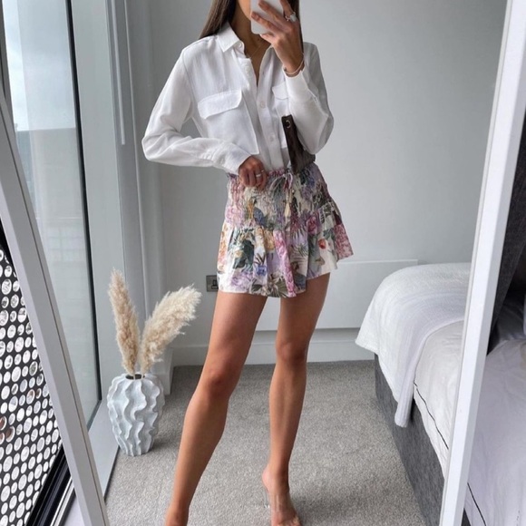 ZARA High Rise Smocked Waist Flowy Shorts EUC-Like New! - Picture 12 of 14